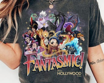 Camiseta retro de Disney Fantasía, camiseta de viaje a Disney de Mickey el Hechicero Fantasmic de Hollywood Studios, ¡Qué imaginación!, camiseta de villanos de Disney