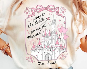 Personalized Coquette Bow Disney Bachelorette Party Shirt, Castle Engaged Disney Bride Shirt, Bride To Be Wedding, Bachelorette Bride Squad