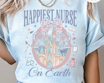 Coquette Bow Castle Disney Nurse Shirt, Happiest Nurse on Earth, New Nurse Appreciation, Nursing School, Happy Nurses Day, Nurses Week 2026