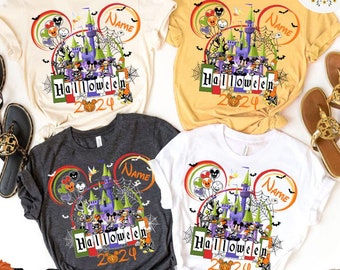 Personalized Mickey & Friends Disney Halloween Shirt, Mickey's Not So Scary Halloween Party 2024, WDW Disneyland Castle Family Halloween Tee