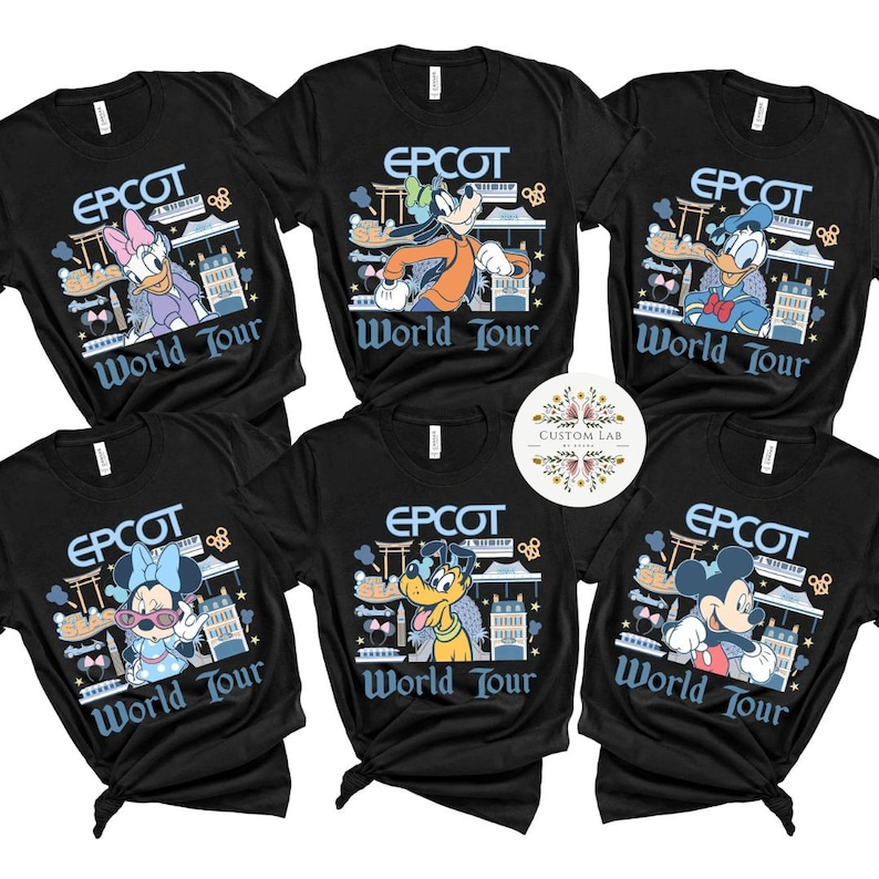 All Characters Disney Epcot Shirt, Mickey and Friends Epcot World Tour ...