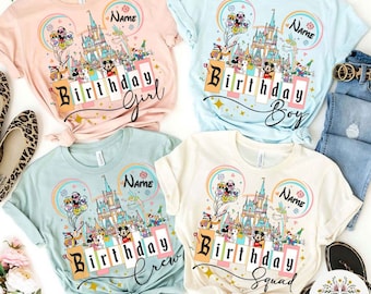 Personalized Mickey and Friends Castle Disney Birthday Shirt, Birthday Boy, Birthday Girl Shirt, WDW Disneyland Family Birthday Trip Party