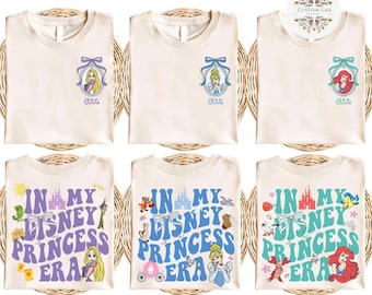 Two-sided Coquette Bow Disney Princess Shirt, In My Disney Princess Era Disney Girl Trip Shirt, WDW Disneyland Castle Princess Birthday Girl
