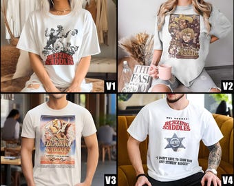 Blazing Saddles V1-4 Vintage Movie Poster Tshirt 8 Colors Unisex Tee Film Lover Gift All Sizes S-5XL