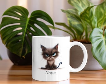 Taza de café // Gato gruñón - Nope // Taza de cerámica (11 oz)