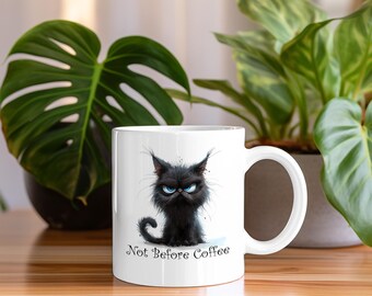 Coffee mug || Grumpy Cat - Not before coffee || Ceramic Mug (11 oz)