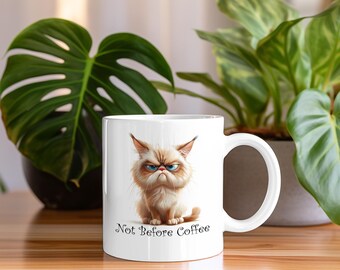 Coffee mug || Grumpy Cat - Not before coffee || Ceramic Mug (11 oz)
