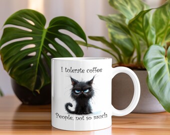 Coffee mug || Grumpy Cat - I tolerate coffee people not so much || Ceramic Mug (11 oz)