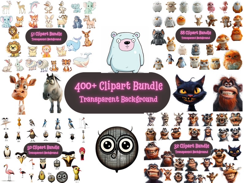 400+ Cartoon Character Clipart Bundle | Transparent Background ...