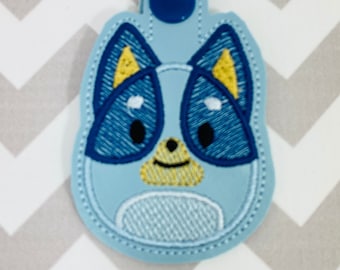 Bluey Stuffie Themed Key Holder Key Fob Bag Tag Blue Aussie Dog Ready to Ship Gift
