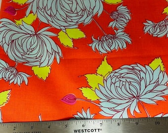Amy Butler Belle Orange Chrysanthemum 1 Yard Very Rare OOP Hard to Find Cotton Quilting Fabric