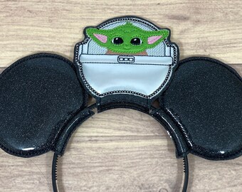 Grogu The Child Baby Yoda in Pod Star Wars Theme Mouse Ear Mandalorian Headband Costume Accessory Park Wear Minnie Mickey Ears