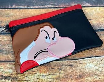 Grumpy Zippered Pouch Lined Bag Phone Holder Swivel Clip On Vinyl Case 8.5 x 5.5 Front Zip Pouch Ready to Ship