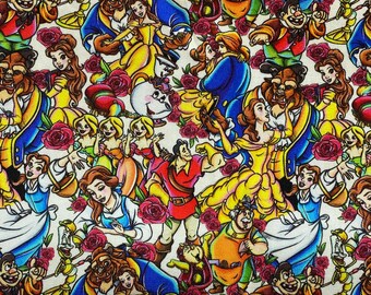 Half Yard 58 inches wide Song as Old as Rhyme Tiny Scale Fabric Beauty and the Beast Themed Cotton Fabric Ready to Ship