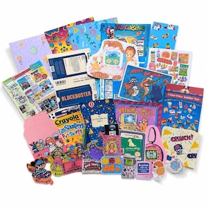 Pacchetto di cimeli nostalgici dell'infanzia anni '90, kit per junk journal da 25 pezzi, materiali per scrapbooking retrò, pacchetto di ricordi dei bambini degli anni '90 - pacchetto di adesivi nostalgici