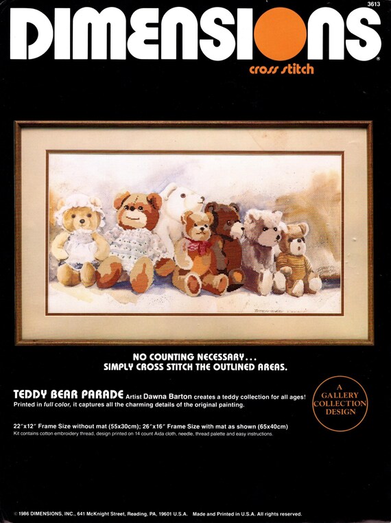 Teddy Bear Parade Cross Stitch Kit: Dimensions 22x12