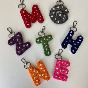Punch Needle Keychain, Personalized Letter Keychain , Bag Charm, Bag accessories, Gift for Her, Handmade Keychain