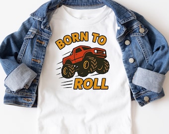 Born to Roll Monster Truck Shirt | Boys Truck Lover Tee | Toddler Birthday Outfit | Off Road Kids T-Shirt