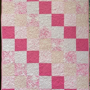 Handmade Baby Quilt, Baby Shower Gift, Nursery Decor, Crib Bedding, Handmade Baby Blanket, Gift for New Mom, Pink Baby Quilt, Baby Girl