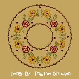 MACHINE EMBROIDERY-Daisy-Rose Candle Mat-4-Inch-Instant Download