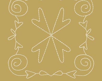 MACHINE EMBROIDERY REDWORK-Blocks-Hearts & Swirls-3 Sizes-5-6-7 Inch-Instant Download
