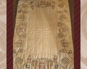 Saltbox Valley Table Mat-Primitive Stitchery  E-PATTERN by Primitive Stitches-Instant Download