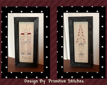 Americana Firecrackers-Swag-Primitive Stitchery  E-PATTERN by Primitive Stitches-Instant Download