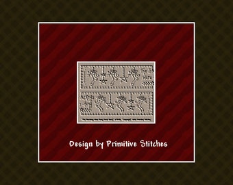 NEW-The Stockings Were Hung Towel Band-Primitive Stitchery  E-PATTERN by Primitive Stitches-Instant Download