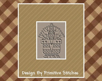 NEW-Prairie Basket 2-Primitive Stitchery  E-PATTERN by Primitive Stitches-Instant Download