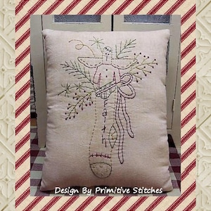 Faith Stocking--Primitive Stitchery E-PATTERN by Primitive Stitches-Instant Download