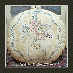 Posies-Primitive Stitchery E-PATTERN-by Primitive Stitches-Instand Download