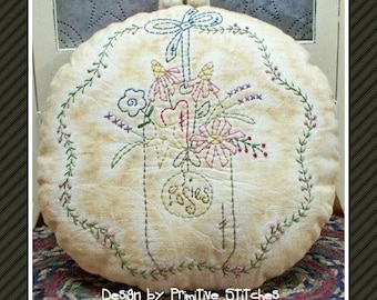 Posies-Primitive Stitchery E-PATTERN-by Primitive Stitches-Instand Download