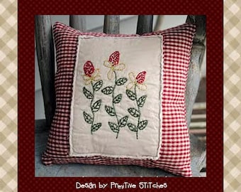 Prairie Flower Hand Towel Collection 2-Primitive Stitchery  E-PATTERN-Instant Download