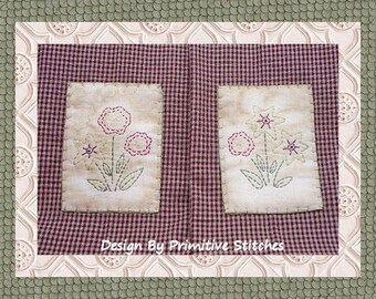 Ręcznik do rąk z motywem kwiatowym 2-Primitive Stitchery E-PATTERN-Pobierz natychmiast