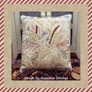 Star Snowman by Primitive Stitches--E-PATTERN-Primitive Stitchery--Instant Download