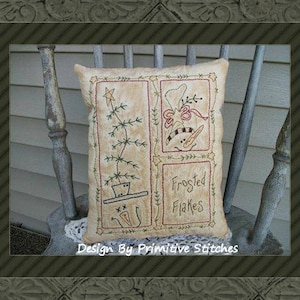 Frosted Flakes-Snowmen-Primitive Stitchery E-PATTERN-Instand Download