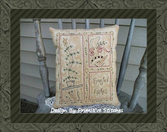 Frosted Flakes-Snowmen-Primitive Stitchery E-PATTERN-Instand Download