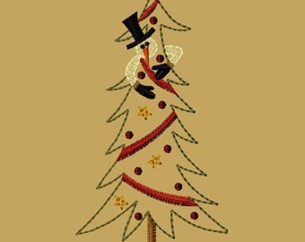 MACHINE EMBROIDERY-Snowman Christmas Tree-5x7-Fill