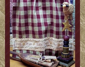 Faith, Hope, Peace Towel Band  E-PATTERN-Primitive Stitchery Pattern by Primitive Stitches-Instant Download