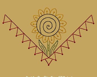 MACHINE EMBROIDERY-Sunflower-Crow Bread Cloth-View B-5x7-Instant Download