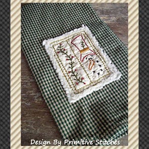 Prim Winter Hand Towel Collection 2-Primitive Stitchery  E-PATTERN-Instant Download
