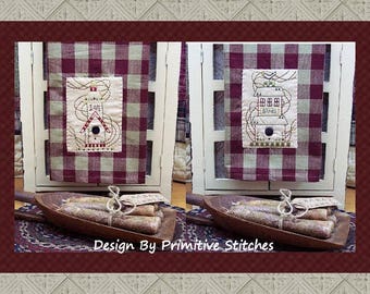 Vogelhaus Handtuch Kollektion-Primitive Stitchery E-MUSTER-Instant Download