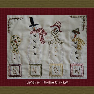 Snowman Block-Primitive Stitchery E-PATTERN-Instant Download