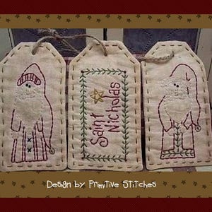 Saint Nicholas Tag Collection-Primitive Stitchery-E-PATTERN by Primitive Stitches-Instant Download