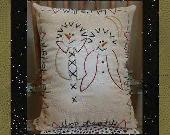 Will E. Snowman-Primitive Stitchery E-PATTERN-Instant Download
