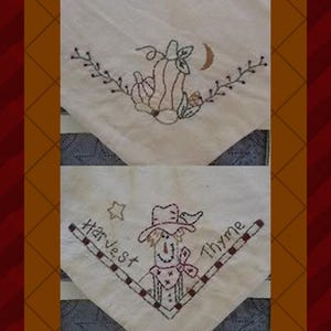 Harvest Thyme Bread Cloth PATTERN-Primitive Stitchery E-PATTERN-INSTANT Download