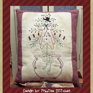 Gingerbread Tree-Primitive Stitchery  E-PATTERN-INSTANT DOWNLOAD