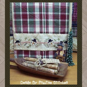 Schneemann Girlande Handtuchband E-PATTERN-Primitive Stitchery Pattern-By Primitive Stitches-Sofortdownload