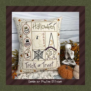 Halloween Sampler-Primitive Stitchery E-PATTERN od Primitive Stitches-Natychmiastowe pobranie