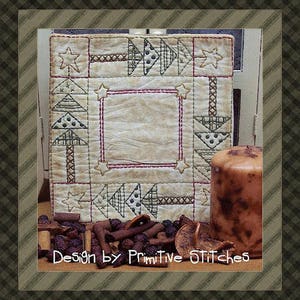 The Quilted Tree Candle Mat by Primitive Stitches-Primitive Stitchery E-Pattern-Instant Download